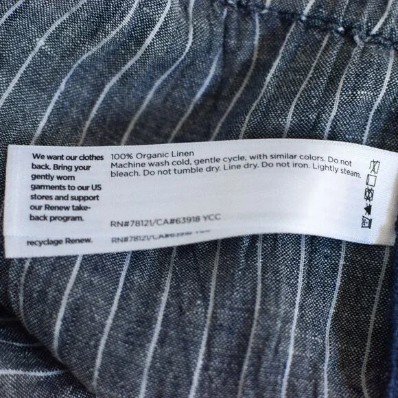 Eileen Fisher Puckered Organic Linen Wide Leg Pants Striped 100% Linen Size LP - Picture 10 of 10